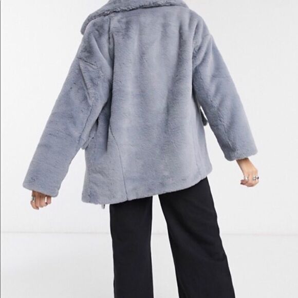 𝅺free People KateFaux Fur Coat In Cloudy Day - Picture 15 of 16